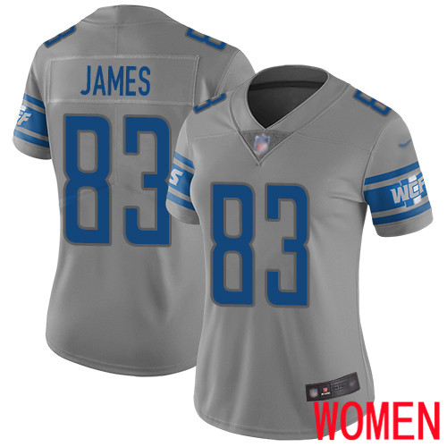 Detroit Lions Limited Gray Women Jesse James Jersey NFL Football #83 Inverted Legend
